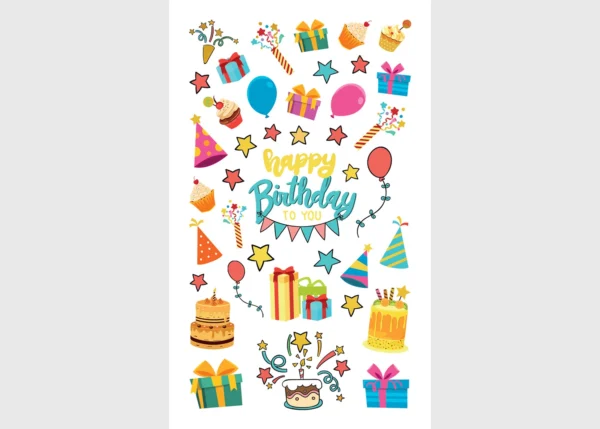 Stickers Happy Birthday, 7.5 x 12.3 cm, DKL 350071