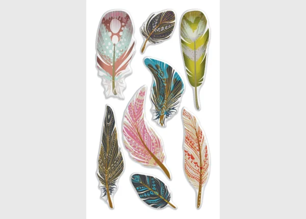 Stickers Feathers, 7.5 x 12.3 cm, DKL 350084