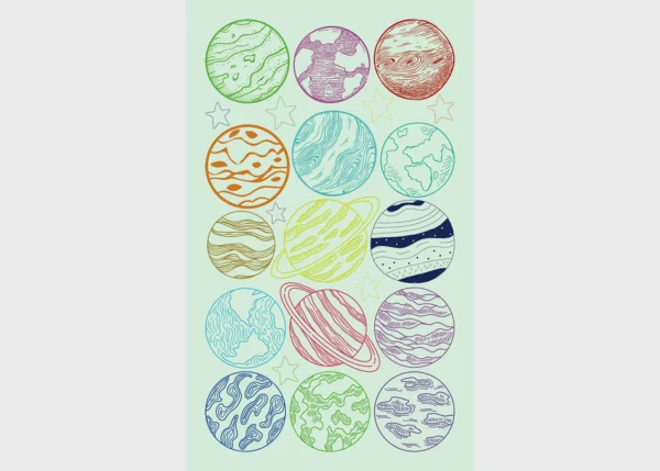 Stickers Cosmos Planets, 7.5 x 12.3 cm, DKL 350123