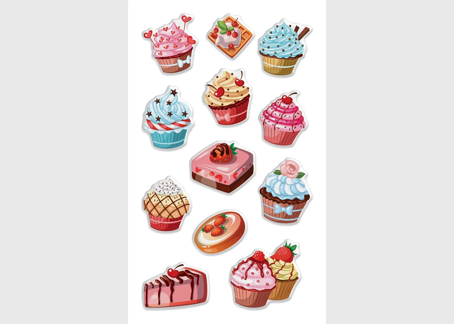 DKL_350147 Stickers Cupcakes, 7.5 x 12.3 cm, DKL 350147