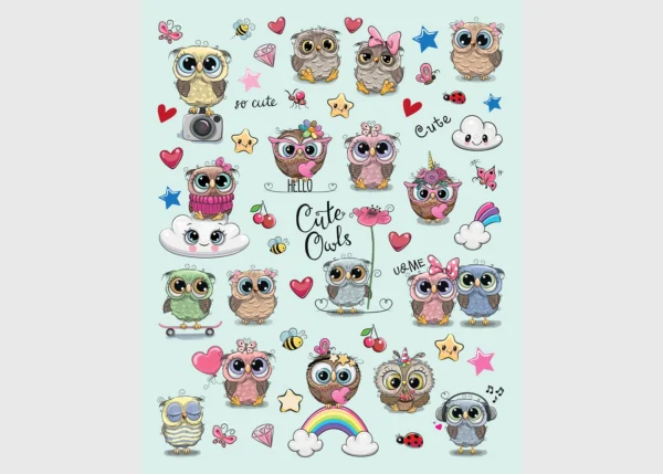 Stickers Owls, 7.5 x 12.3 cm, DKL 350402