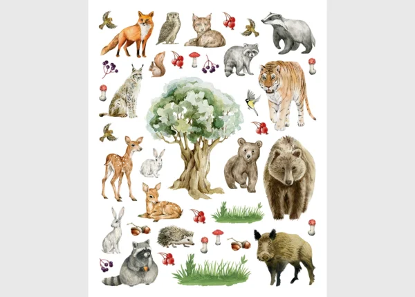 Stickers Forest Animals, 7.5 x 12.3 cm, DKL 350403