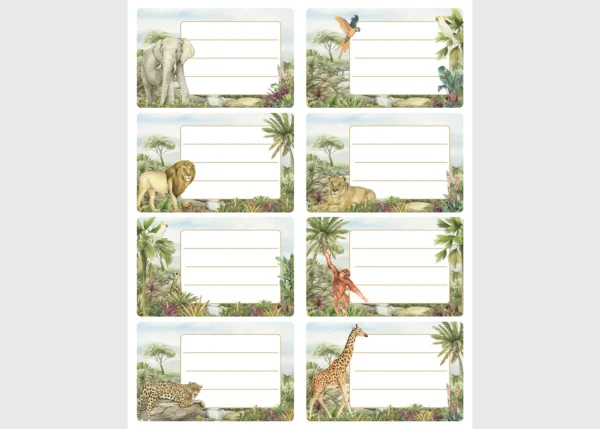 Stickers Name Tag Jungle, 7.5 x 12.3 cm, DKL 350419