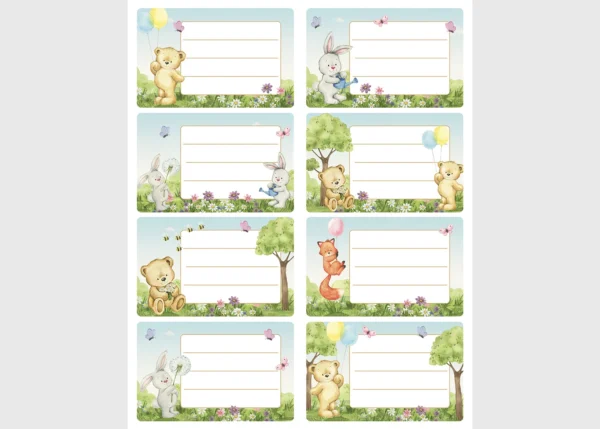 Stickers Name Tag Bears, 7.5 x 12.3 cm, DKL 350420
