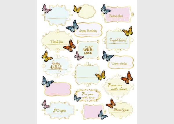 Stickers Name Tags Butterflies, 7.5 x 12.3 cm, DKL 350422
