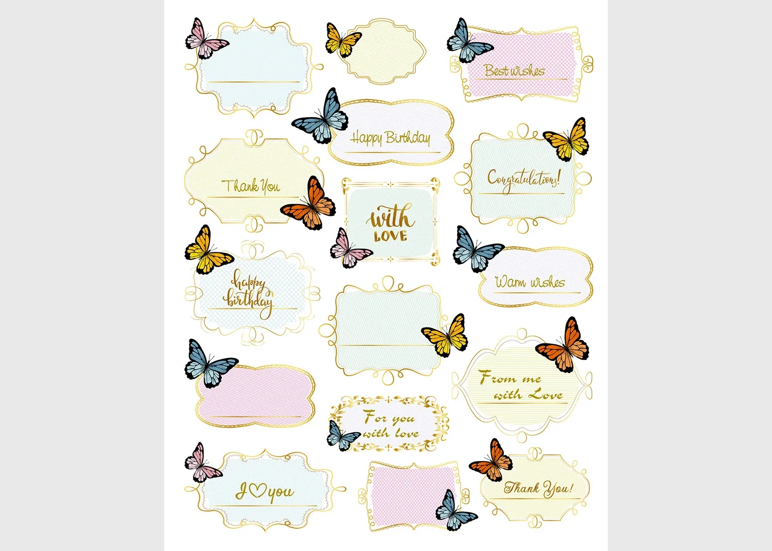 DKL_350422 Stickers Name Tags Butterflies, 7.5 x 12.3 cm, DKL 350422
