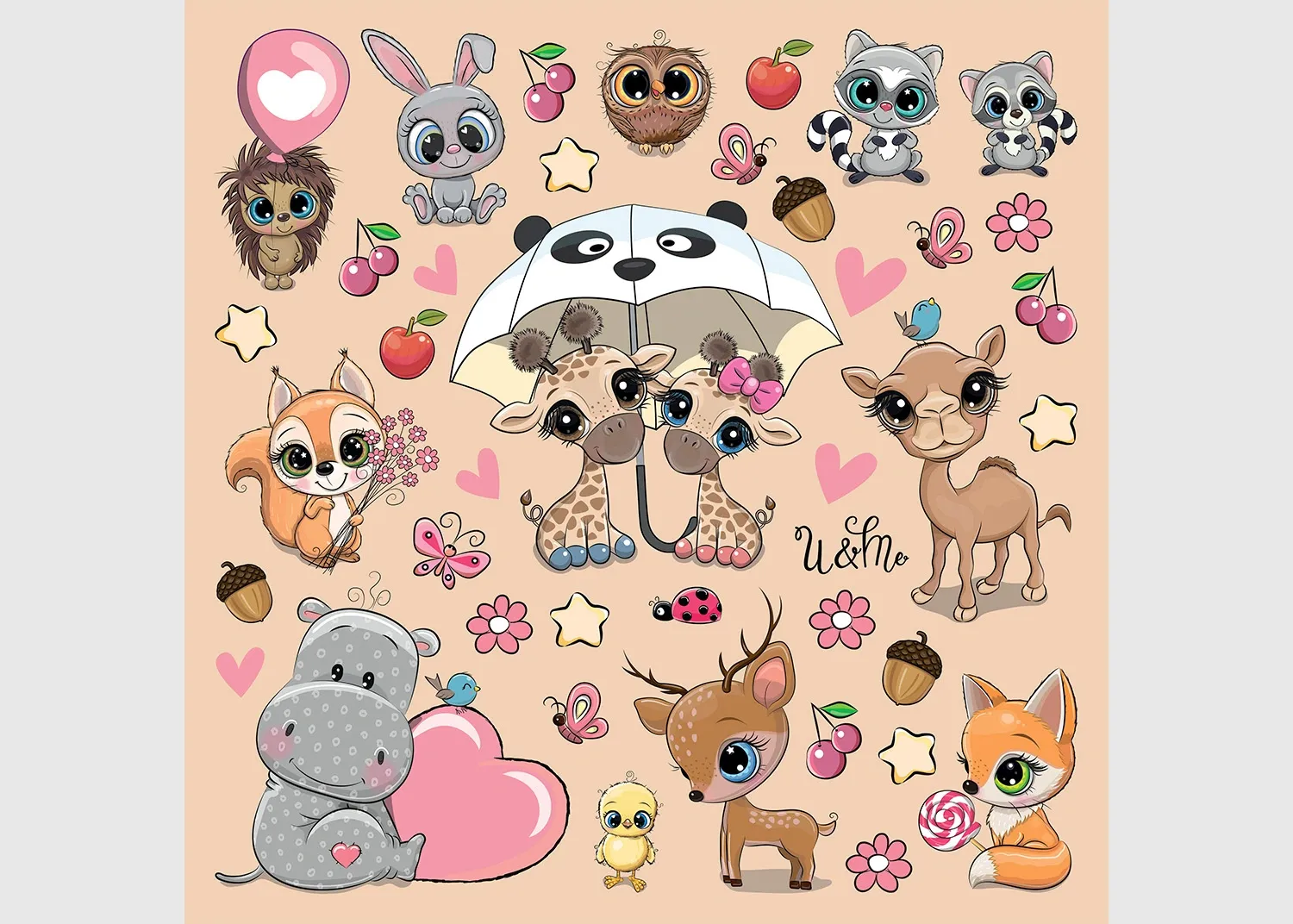 DKS_3915_019 Wall Stickers Animals, 30 x 30 cm, DKS 3915