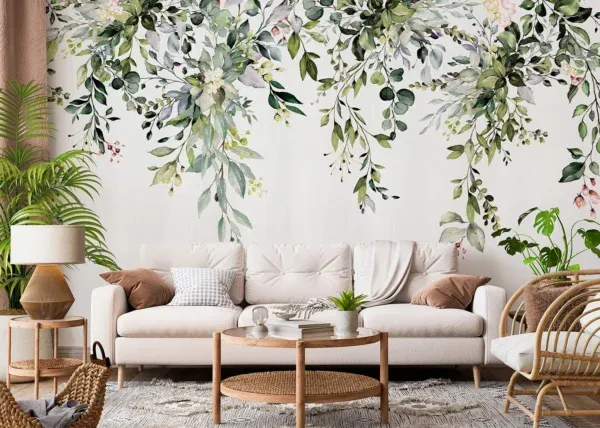 Wall Mural Hanging Watercolor Branches, 375 x 270 cm, FT5P 3049