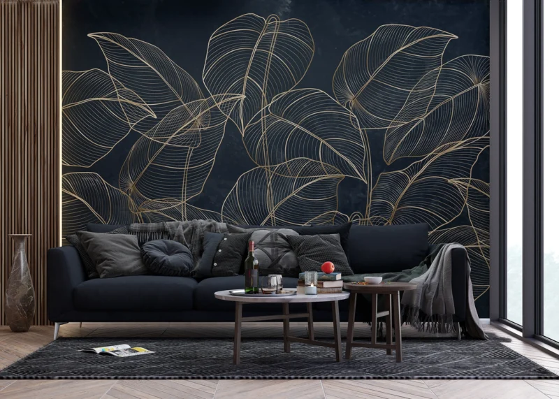 Wall Mural Golden Botanical Lines, 375 x 270 cm, FT5P 352095 - Image 4