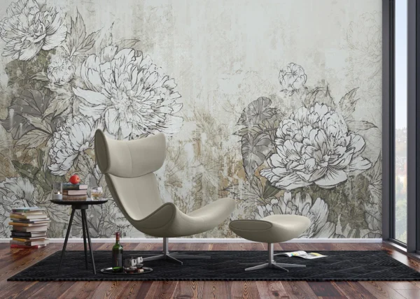 Wall Mural Vintage Peonies, 375 x 270 cm, FT5P 352235