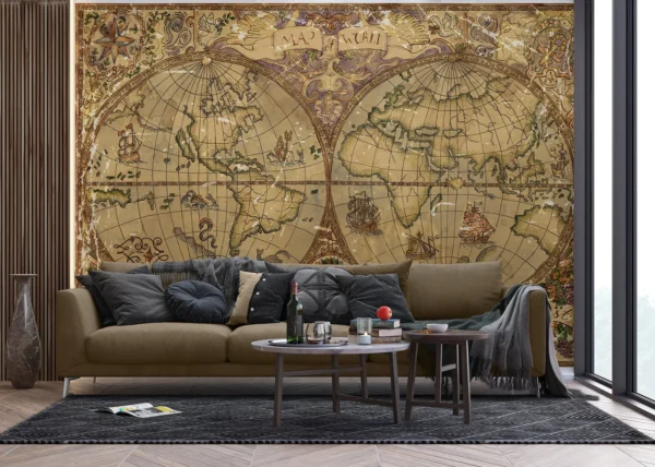 Wall Mural Vintage Map, 375 x 270 cm, FT5P 352243