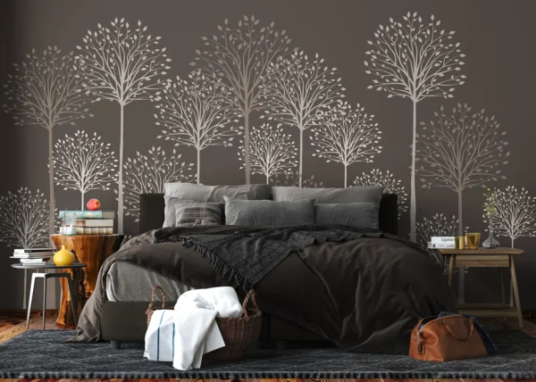 Wall Mural Tall Trees on Grey, 375 x 270 cm, FT5P 352275