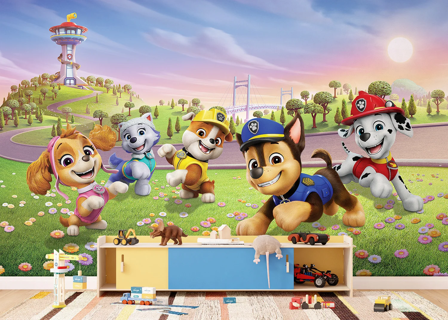 FT5P_352283_INTERIOR_1 Wall Mural Paw Patrol Pups on the Flower Field, 375 x 270 cm, FTD5P 352283