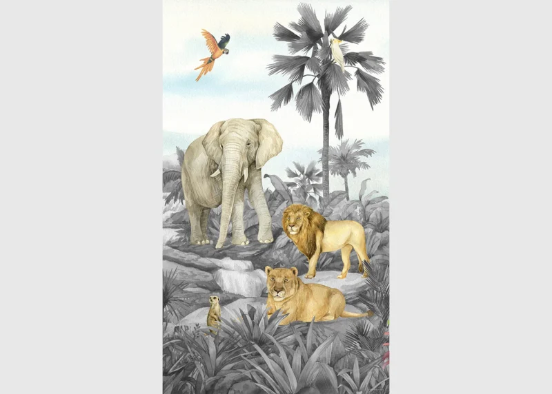 Wall Mural Jungle B/W, 150 x 270 cm, FTD2P 5605 - Image 2
