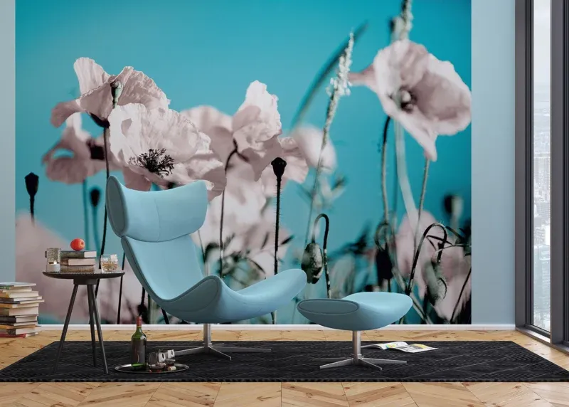 Wall Mural Poppies on Blue, 375 x 270 cm, FTNXXL 0118 - Image 3