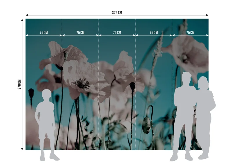 Wall Mural Poppies on Blue, 375 x 270 cm, FTNXXL 0118 - Image 7