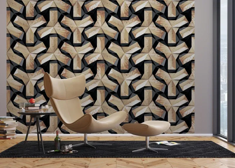 Wall Mural Wooden Structure, 375 x 270 cm, FTNXXL 1217 - Image 3
