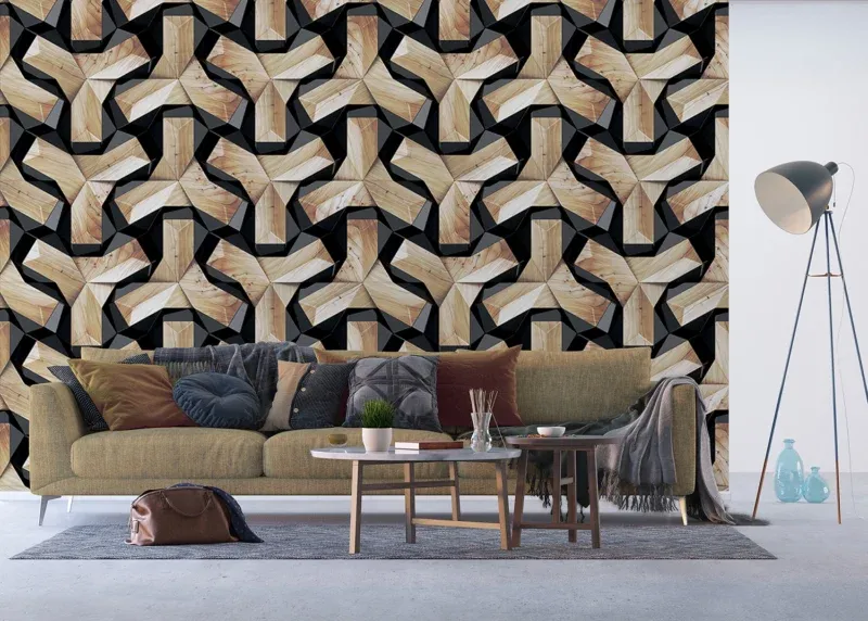 Wall Mural Wooden Structure, 375 x 270 cm, FTNXXL 1217 - Image 4