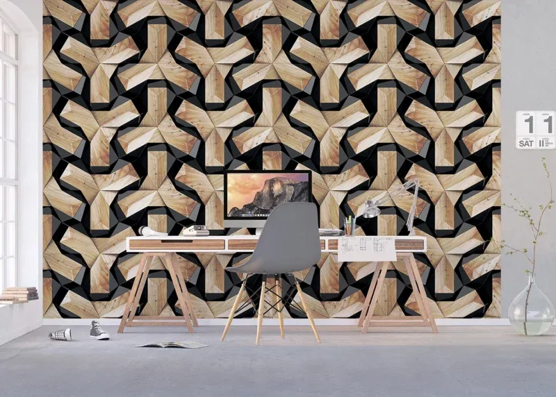 Wall Mural Wooden Structure, 375 x 270 cm, FTNXXL 1217 - Image 5
