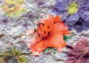 Wall Mural Flowers on Crumpled Paper, 375 x 270 cm, FTNXXL 1223 - Image 2
