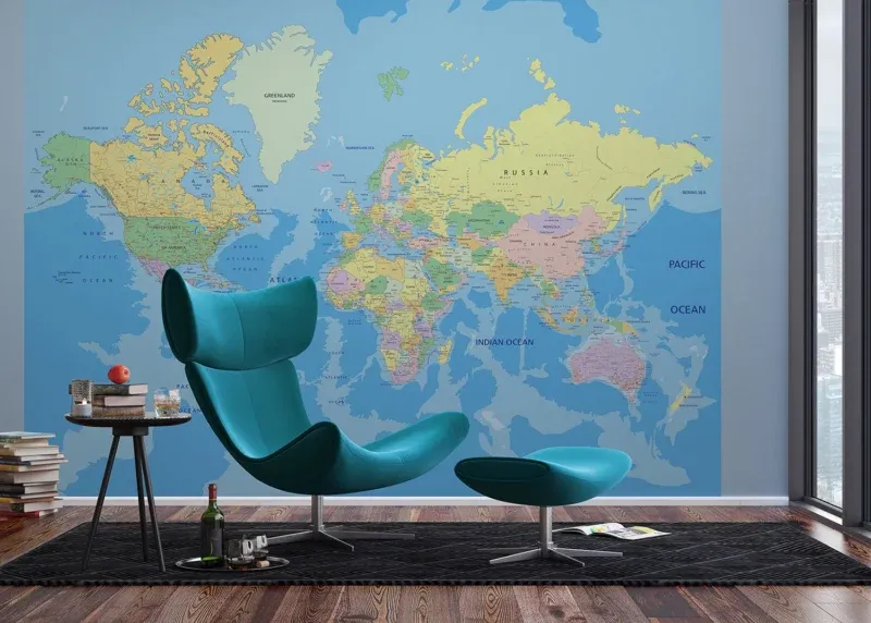 Wall Mural World Map, 375 x 270 cm, FTNXXL 2495 - Image 3