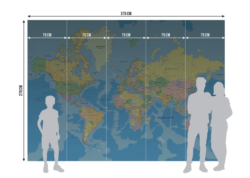 Wall Mural World Map, 375 x 270 cm, FTNXXL 2495 - Image 7