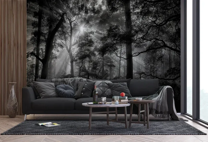 Wall Mural Monochrome Forest, 375 x 270 cm, FTNXXL 3027 - Image 4
