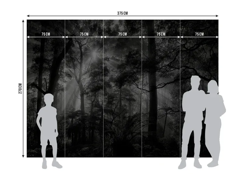 Wall Mural Monochrome Forest, 375 x 270 cm, FTNXXL 3027 - Image 7
