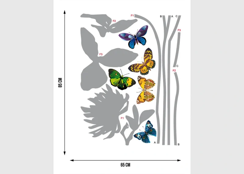 Wall Sticker Butterflies, 65 x 85 cm, F 0405 - Image 6