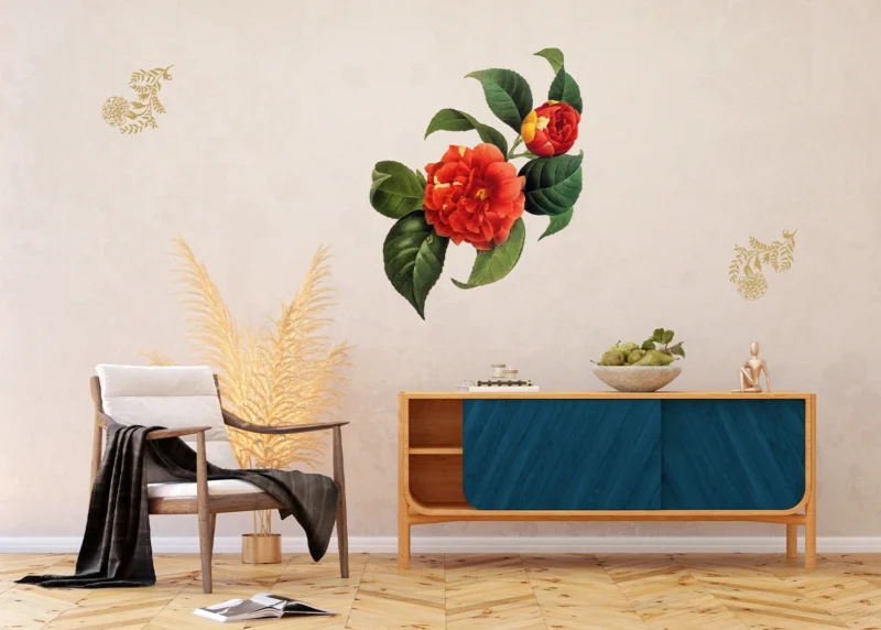 Wall Stickers Red Flower with Golden Elements, 65 x 85 cm, F 0457 - Image 4