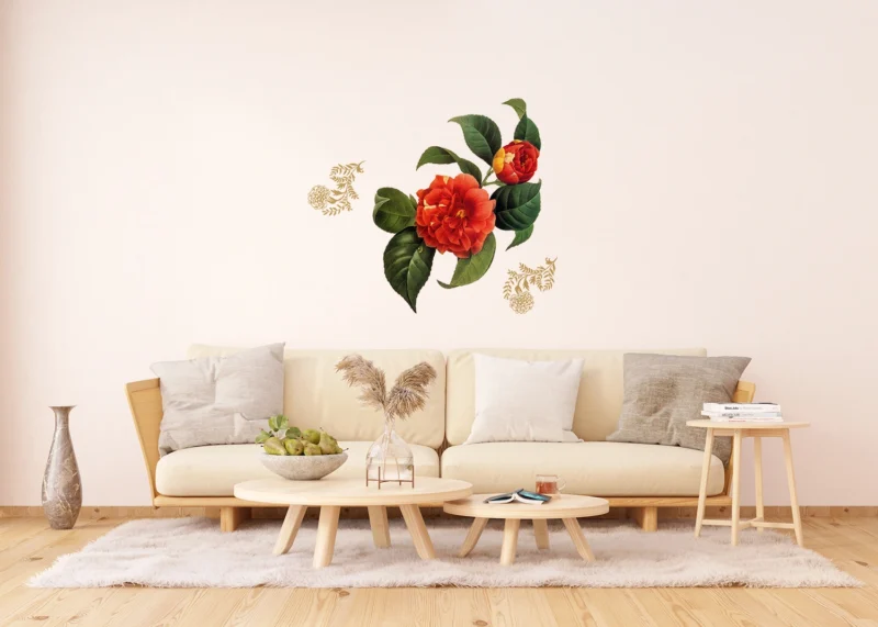 Wall Stickers Red Flower with Golden Elements, 65 x 85 cm, F 0457 - Image 3
