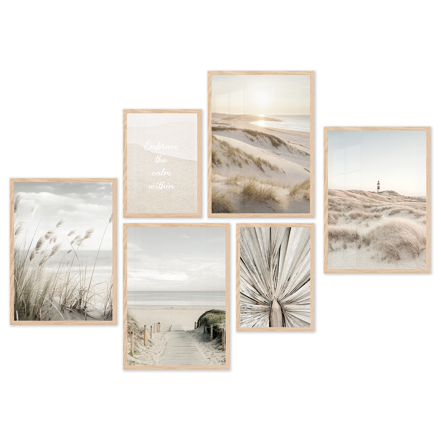 P6_351329_SET_FRONT Poster Set Beige Pampas, 4 x A3, 2 x A4, P6 351329