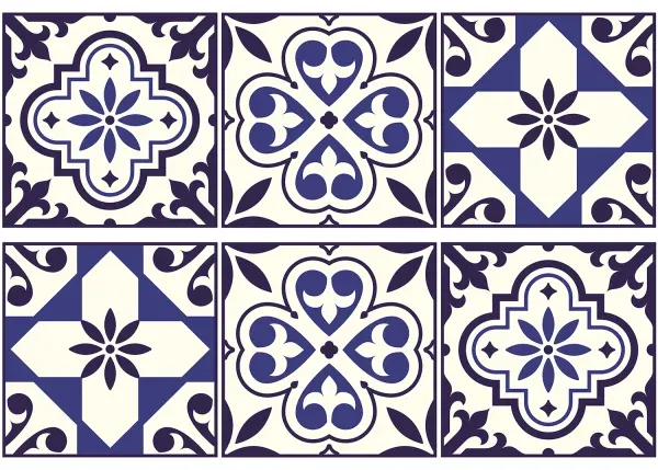 Wall Stickers Blue Tiles Pattern, 42,5 x 65 cm, SM 3448