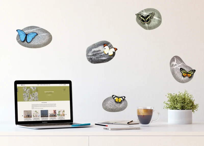 Wall Stickers Butterflies on Stones, 30 x 30 cm, SS 3853 - Image 2