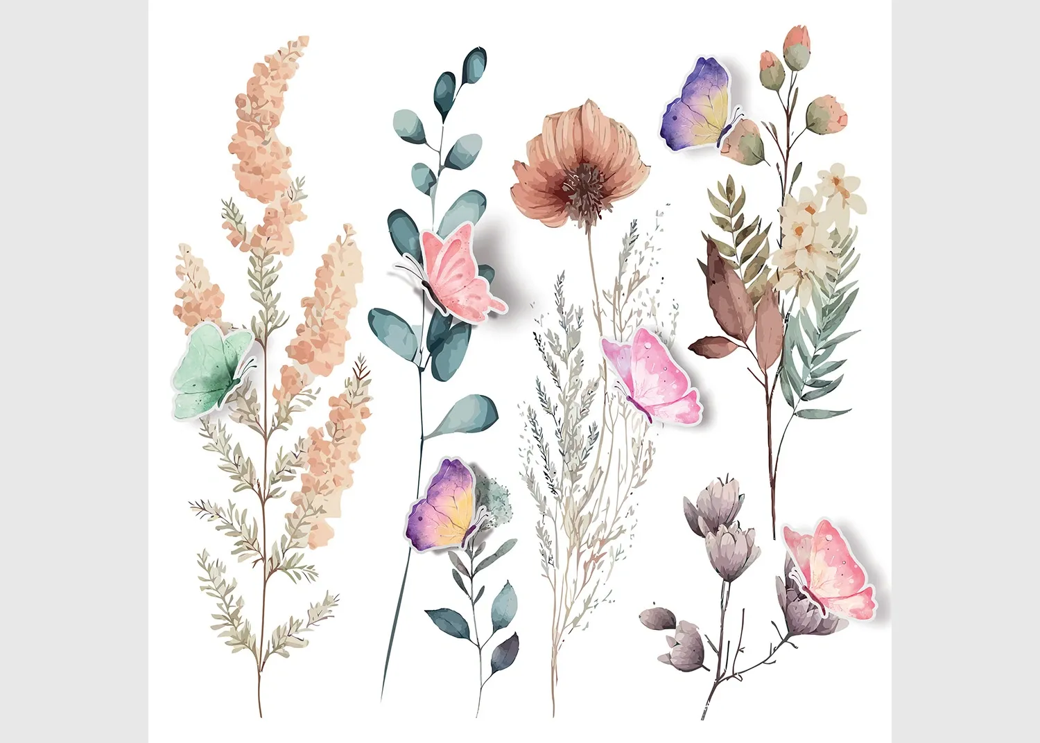 SS_3921 Wall Stickers Watercolor Flowers, 30 x 30 cm, SS 3921