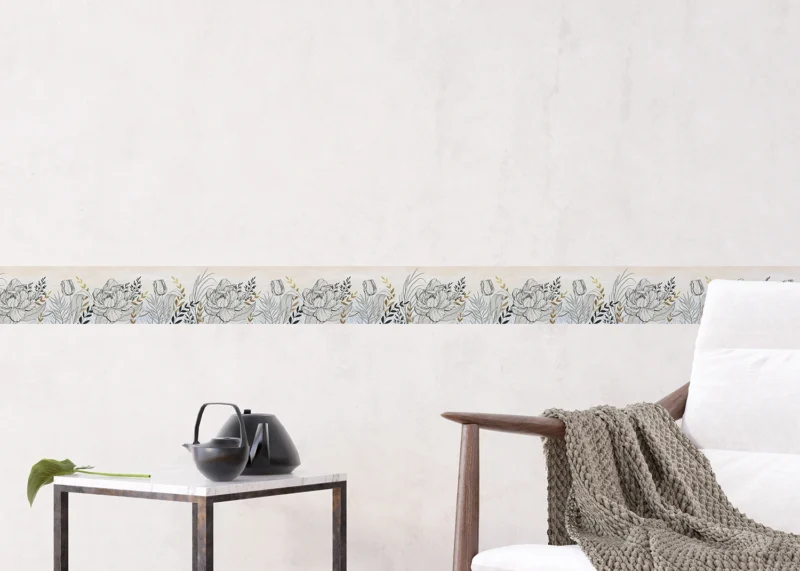 Wall Border Calligraphic Flowers | 5 m x 13.8 cm | WB 8419 - Image 3