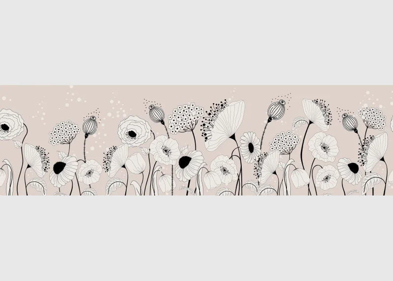 Wall Border Blossom Sketch | 5 m x 13.8 cm | WB 8409